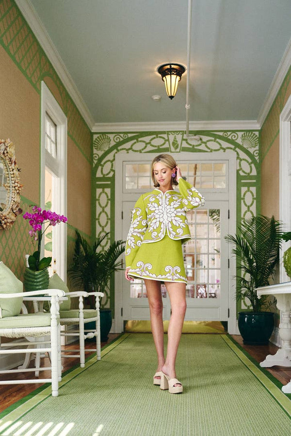 Park Quilted Mini Skirt - Pear Trapunto