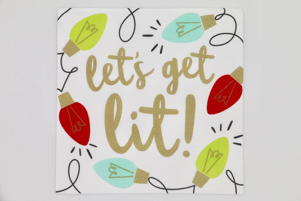Funny Christmas Cocktail Napkins | Let's Get Lit - 20ct