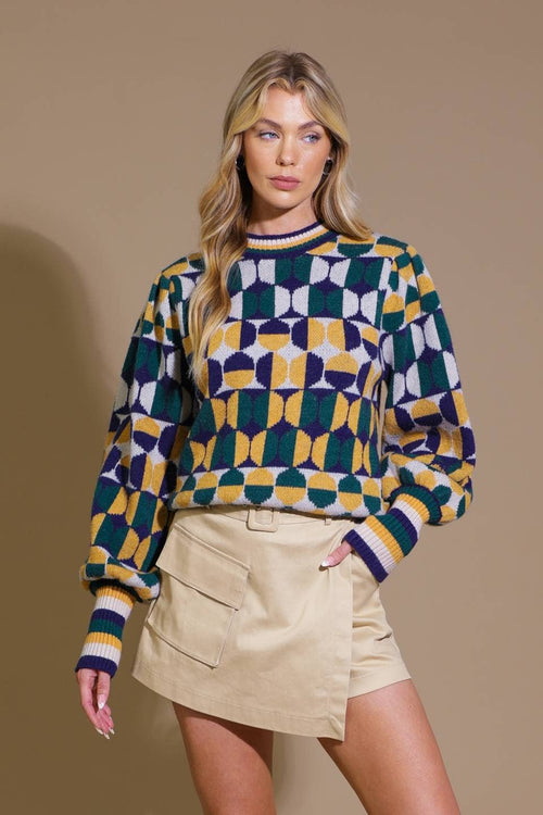 Cozy jacquard knit sweater