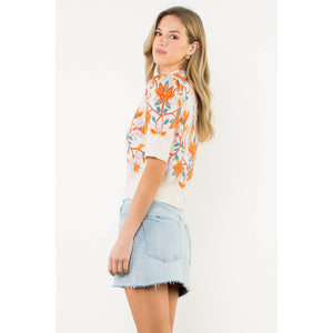 Short Sleeve Floral Knit Top