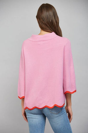 Scallop Edge Detailed Sweater- Dusty Orchid