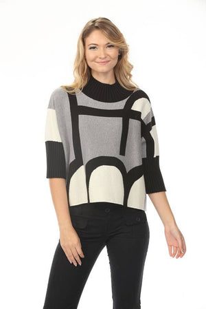 Veda Abstract Knit Mock Neck