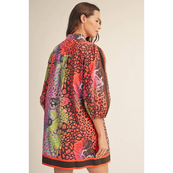 Multi Color Leopard Floral Dress