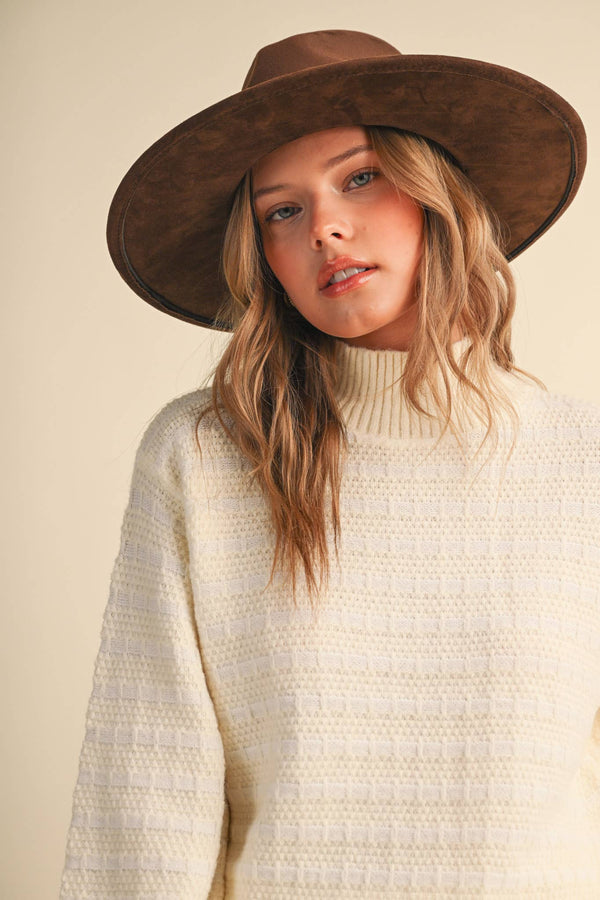 Quilted Mock Neck Sweater