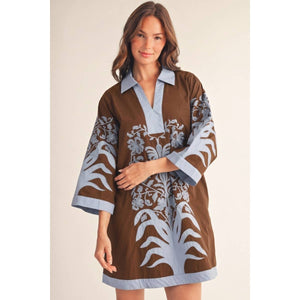 Baroque Floral Embroidered Dress