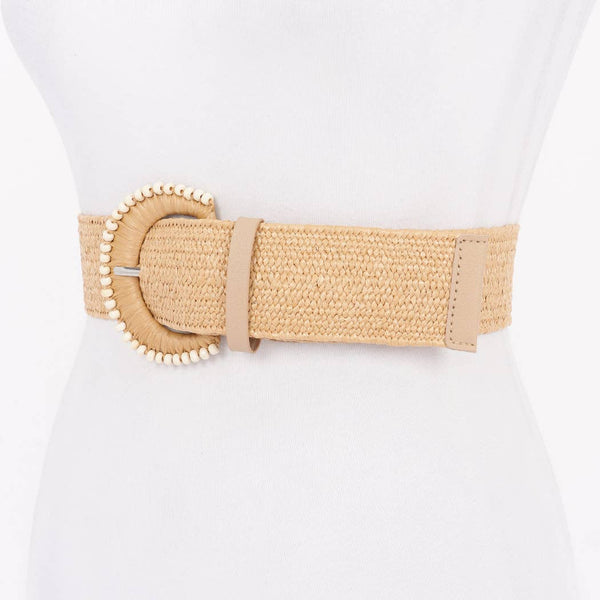 Faux Straw Stretch Belt