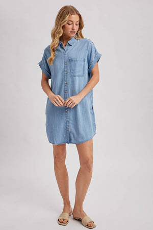 DENIM BUTTON DOWN SHIRT DRESS