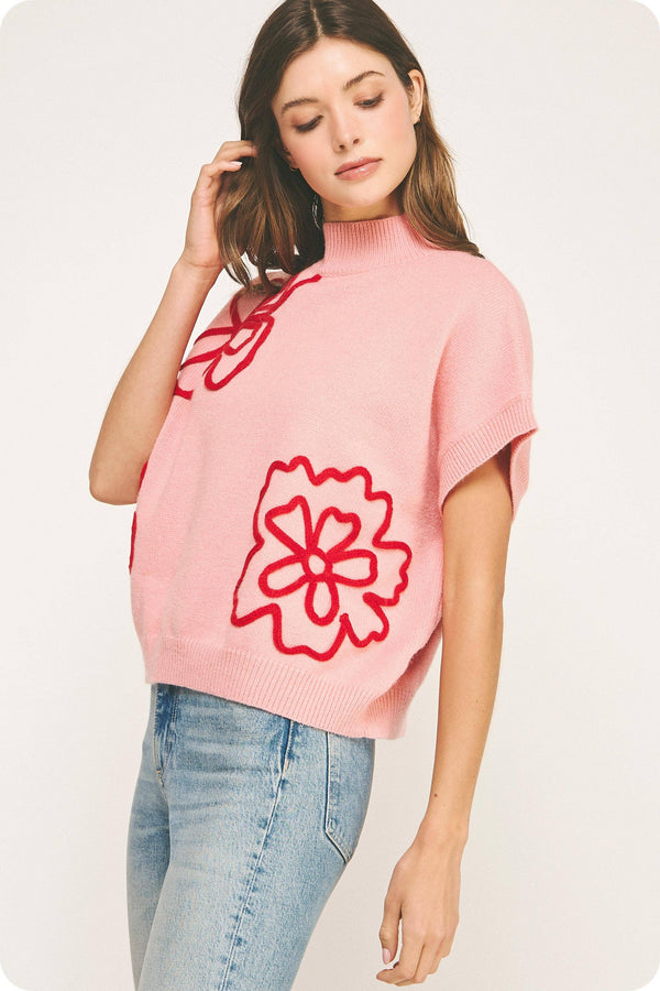 Floral Embroidered Knit Top
