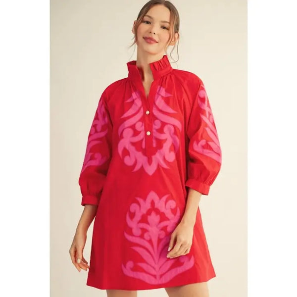 Floral Applique Shift Dress