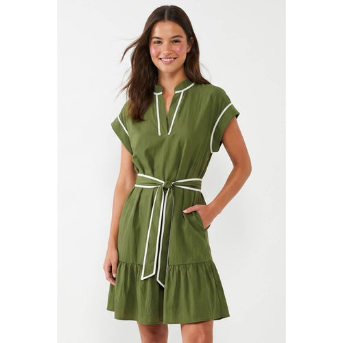 Short Sleeve Contrast Piping Mini Dress