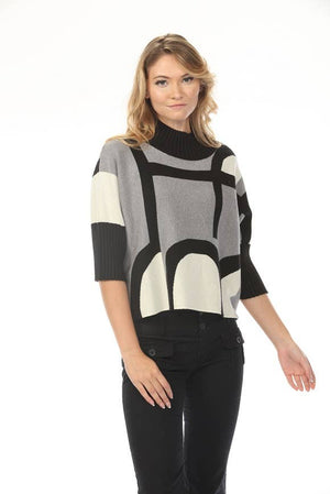 Veda Abstract Knit Mock Neck