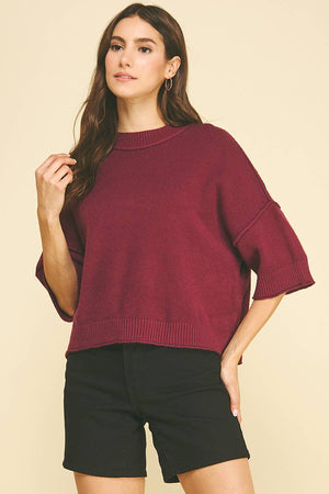 Soft Knit Short Sleeve Sweater Top