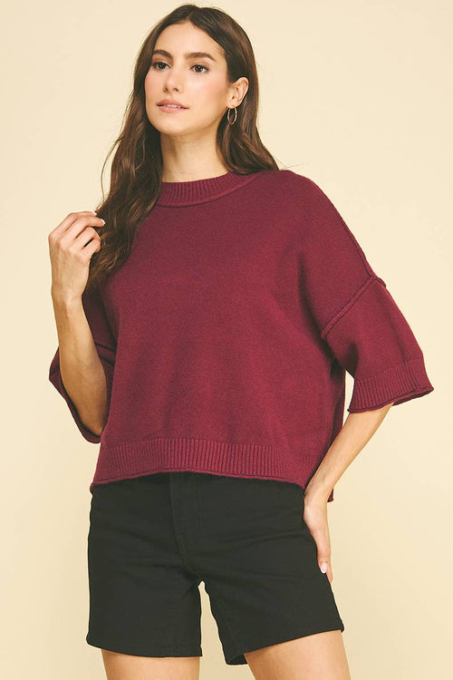 Soft Knit Short Sleeve Sweater Top