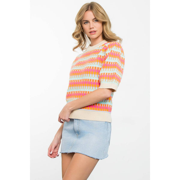 Vibrant Crochet Pattern Knit Top