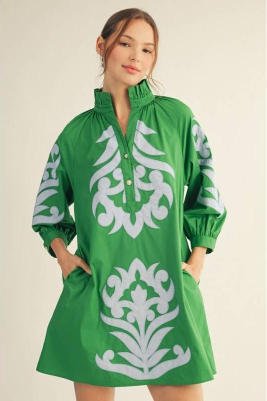 Floral Applique Shift Dress