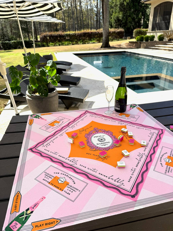'Press for Mahjong' Mat | Champagne & Mahj Collection