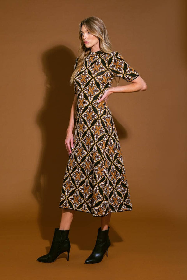 Jacquard sweater midi dress
