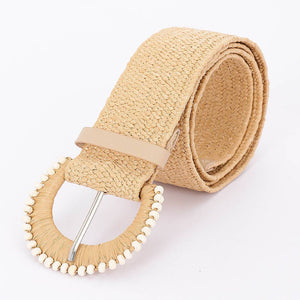 Faux Straw Stretch Belt