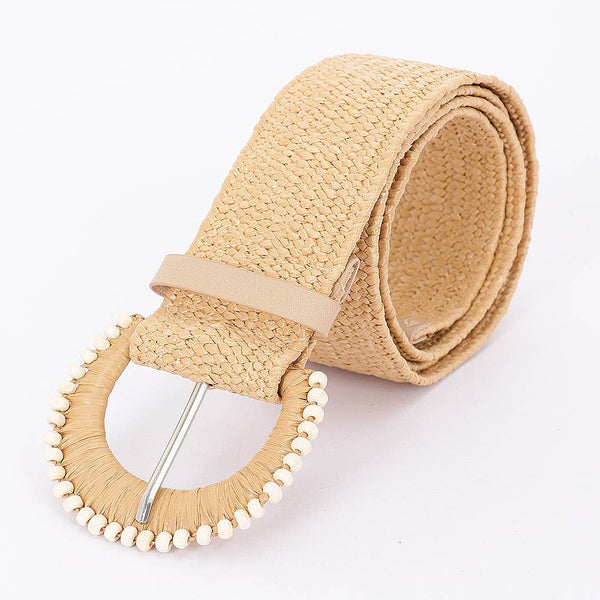 Faux Straw Stretch Belt