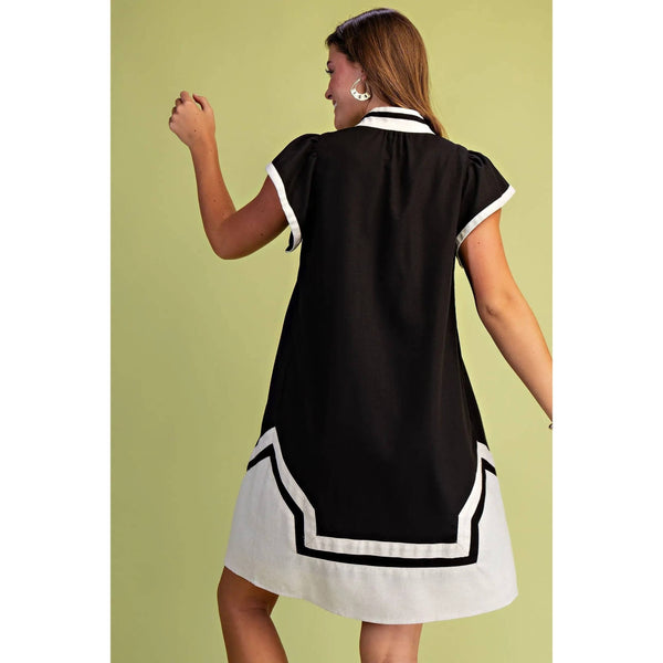 V-Neck Mini Dress - Black