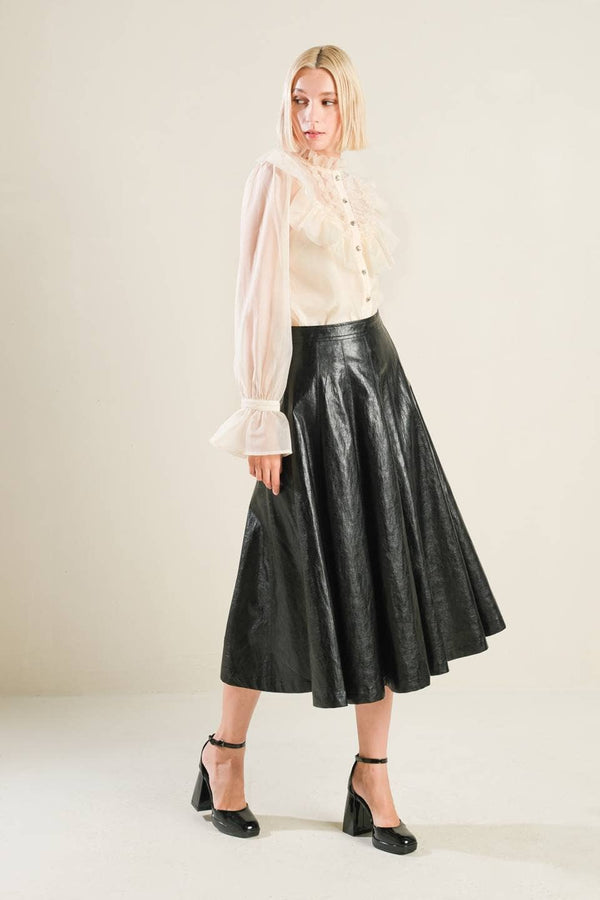 A faux leather full skirt
