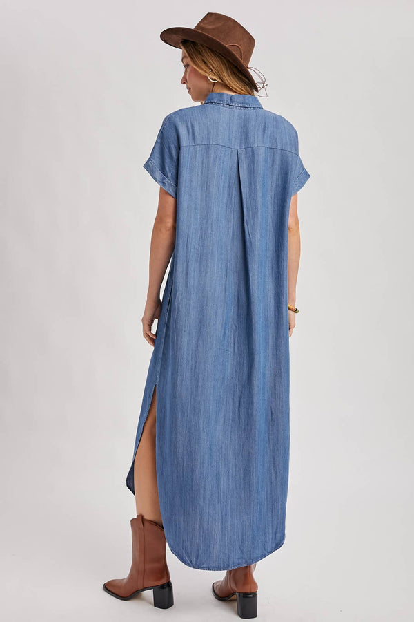 Denim Side Slit Dress