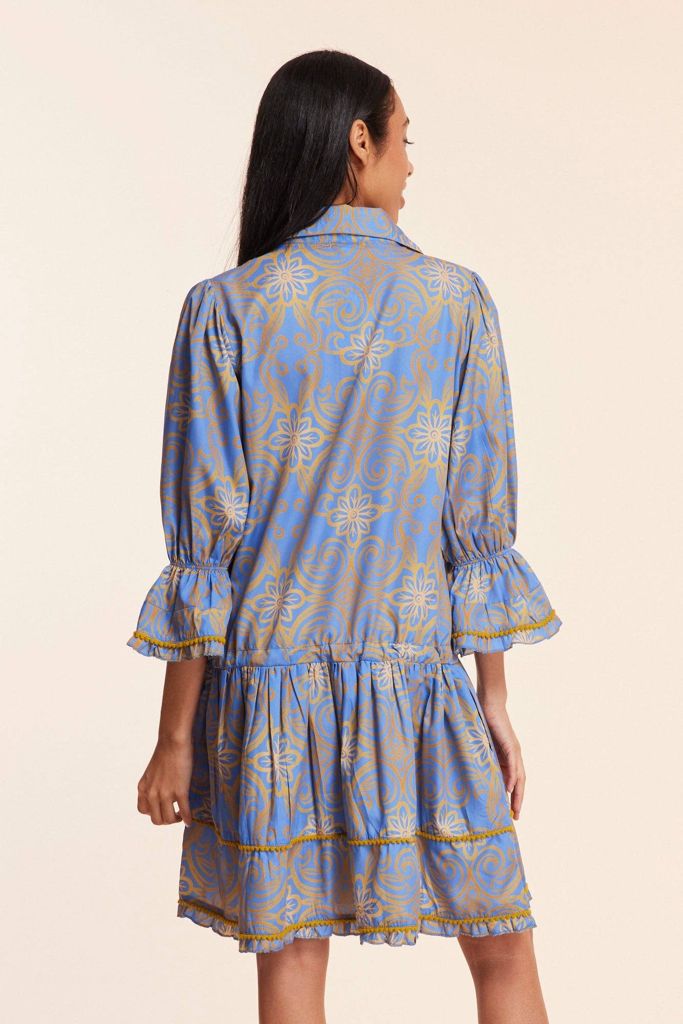 Penelope Blue Gold Fall Resort Dress