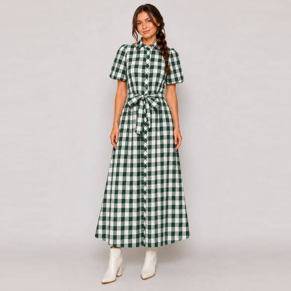 Harper Check Maxi Shirt Dress