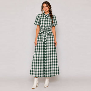 Harper Check Maxi Shirt Dress