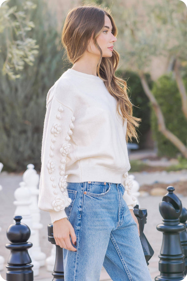 Flower Corsage Knitted Sweater