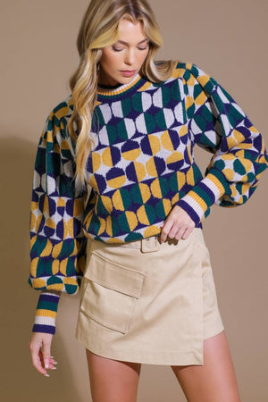 Cozy jacquard knit sweater