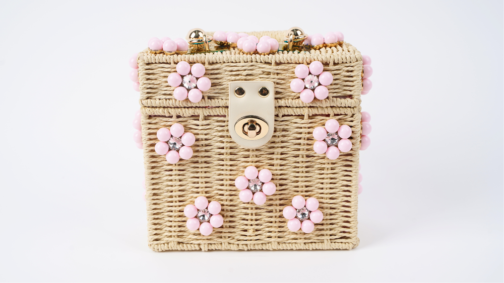 Wicker Bucket Daisy Flower Purse