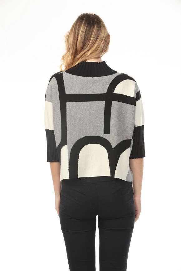 Veda Abstract Knit Mock Neck