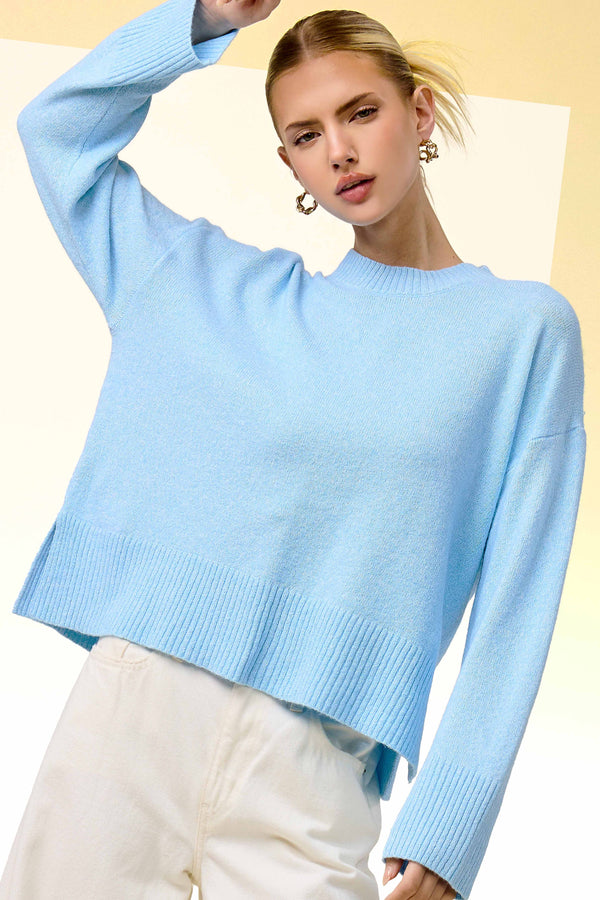 Crew Mock Neck Drop Shoulder Sweater Game Day Fall