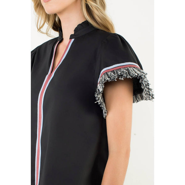 Fringe Detail Short Sleeve Top