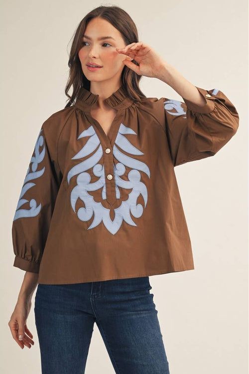 Baroque applique detail top