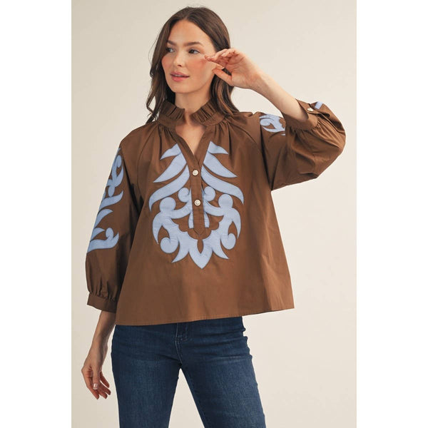 Baroque applique detail top