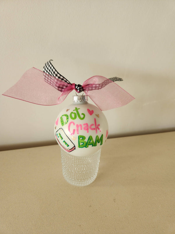Mahjong hand painted glass ornament