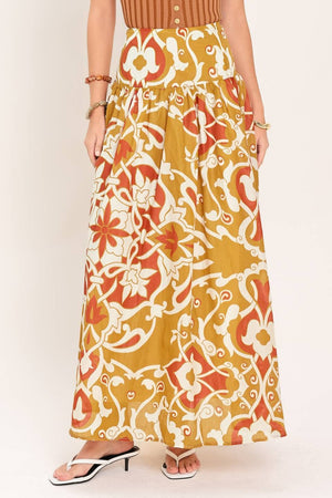 A Printed Woven Top and Skirt Set