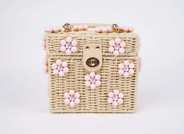 Wicker Bucket Daisy Flower Purse