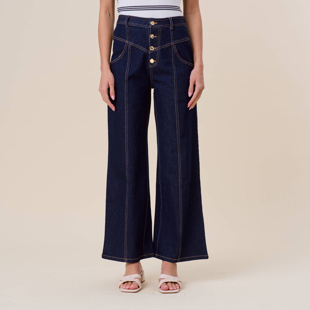 Button Stretch Indigo Jeans