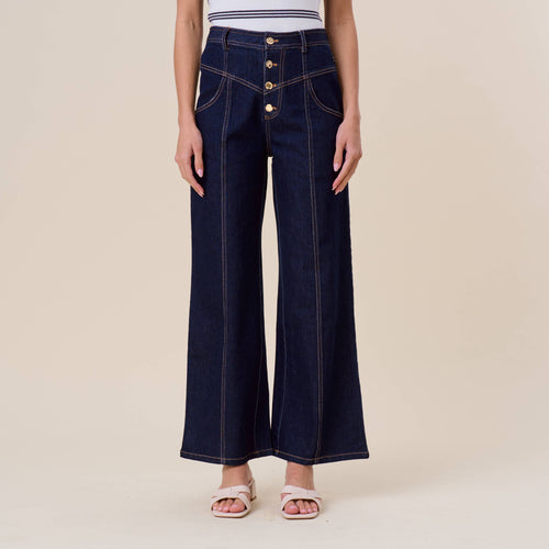 Button Stretch Indigo Jeans