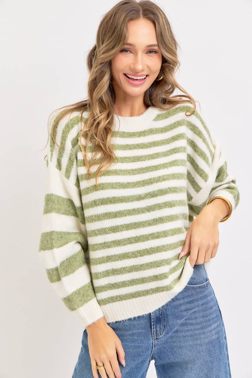 Soft Cozy Everyday Wardrobe Striped Knit Sweater