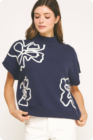 Floral Embroidered Knit Top