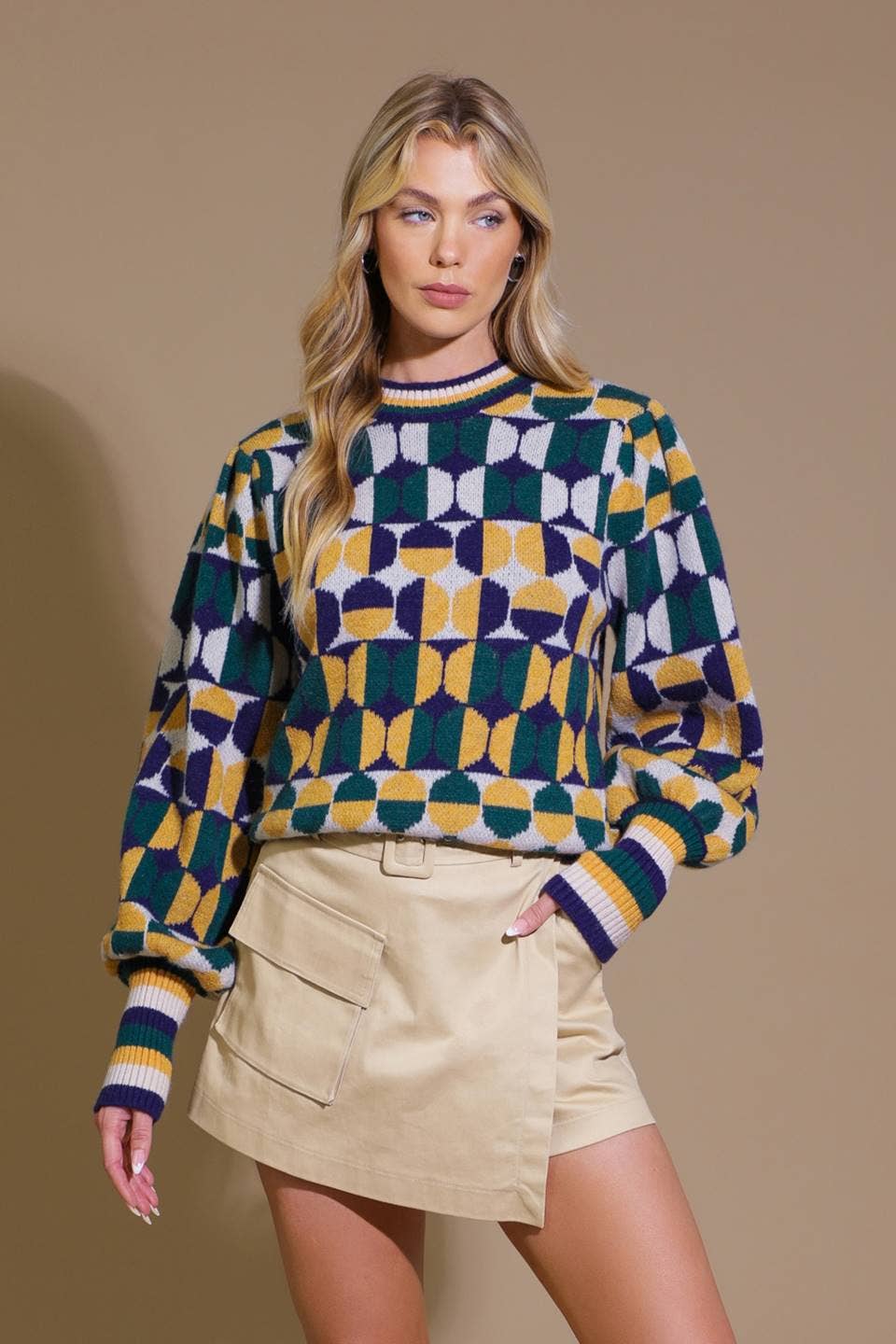 Cozy jacquard knit sweater