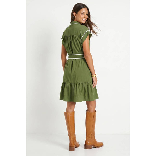 Short Sleeve Contrast Piping Mini Dress