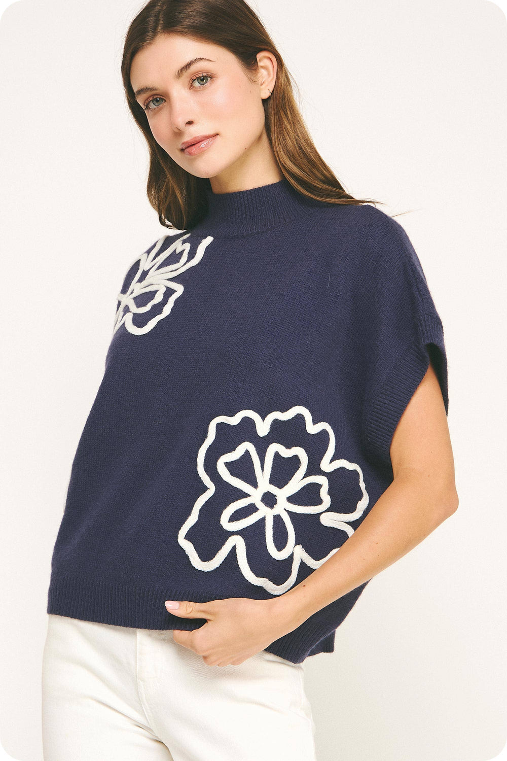 Floral Embroidered Knit Top