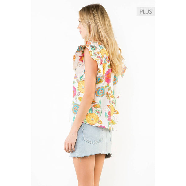 Ruffle Sleeves Floral Pattern Top