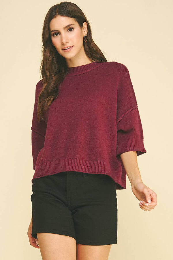Soft Knit Short Sleeve Sweater Top