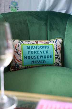 Mahjong Needlepoint Pillow
